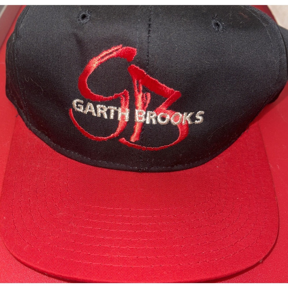 Vintage Garth Brooks Tour Hat Cap Snapback Red Black Embroidered Adults‎